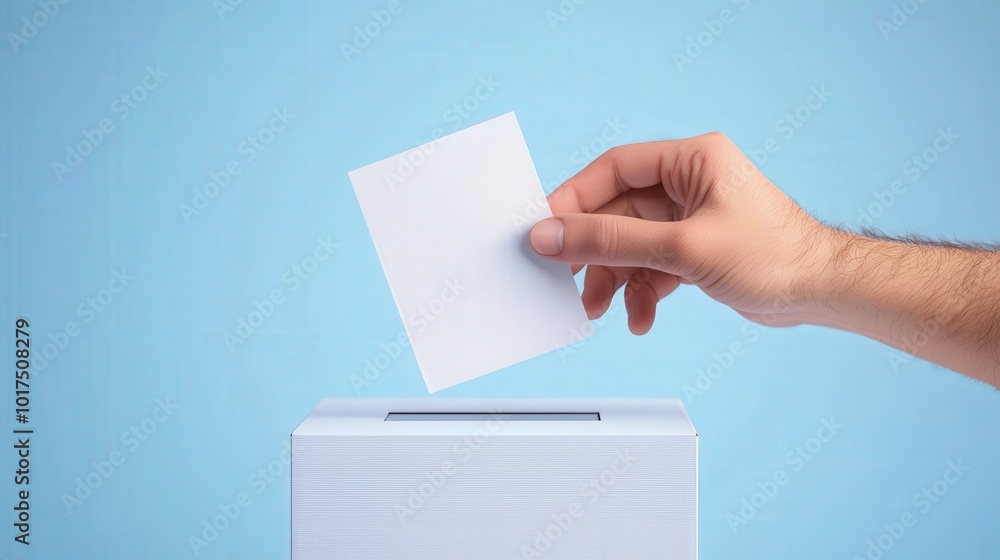 Hand Placing Ballot in Box Democracy Voting Election Concept Hand Placing Ballot in Box Democracy Voting Election Concept