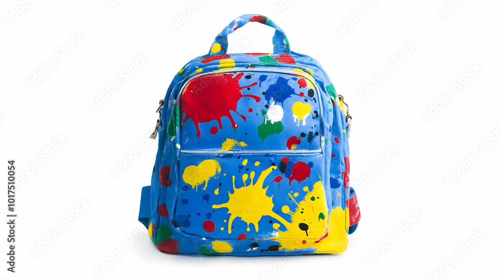 Blue Backpack with Paint Splatters. Blue Backpack with Paint Splatters.
