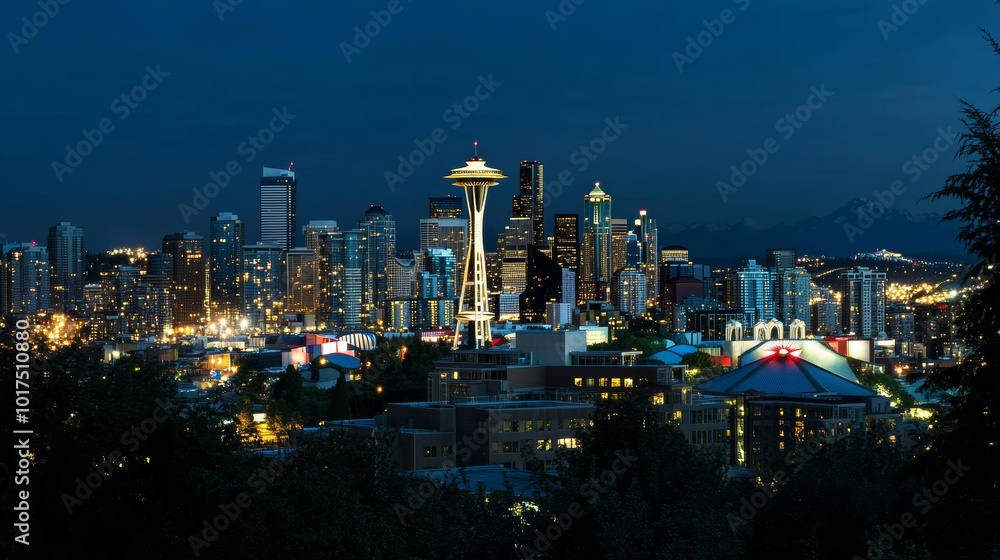 Obraz premium Seattle Skyline at Night