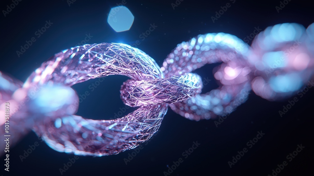 Abstract Glowing Chain Links Network Connection Digital Technology Futuristic Design Abstract Glowing Chain Links Network Connection Digital Technology Futuristic Design