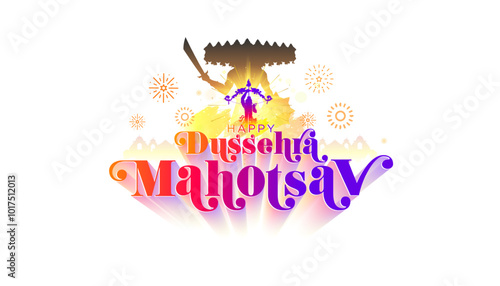 Happy Dussehra. Greeting card for Indian Dussehra festival.