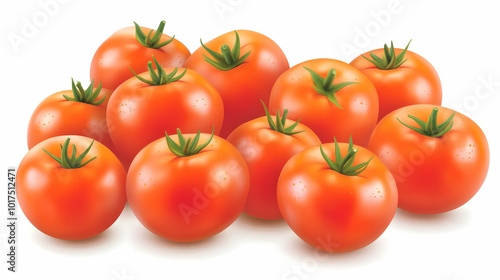 Fresh Red Tomatoes Isolated on White Background.