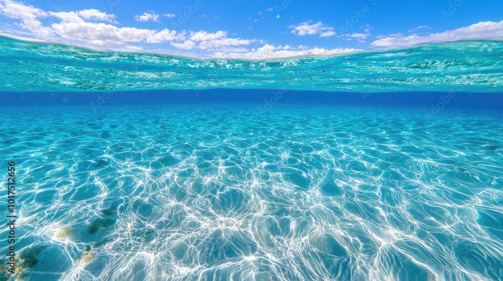 Crystal Clear Blue Water Under Sunny Sky Crystal Clear Blue Water Under Sunny Sky