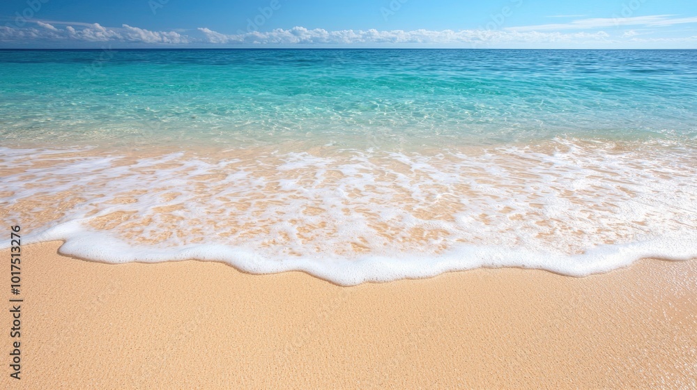 Serene Beach with Clear Blue Water and Gentle Waves Serene Beach with Clear Blue Water and Gentle Waves