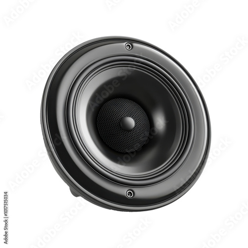 Black loudspeaker isolated on transparent background.