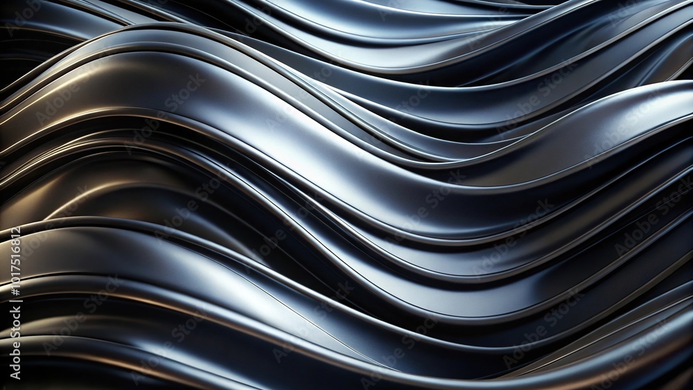 Abstract flowing black material with smooth curves and reflections ideal for modern backgrounds. Abstract flowing black material with smooth curves and reflections ideal for modern backgrounds.