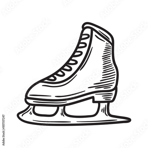 Sport Equipment Illustration Colorless - Shoes ice Skating