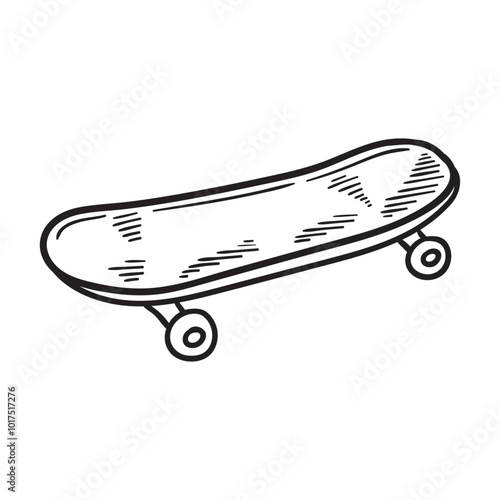 Sport Equipment Illustration Colorless - Skateboard