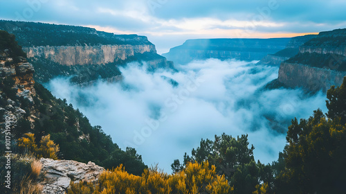 Majestic Canyon View with Clouds.