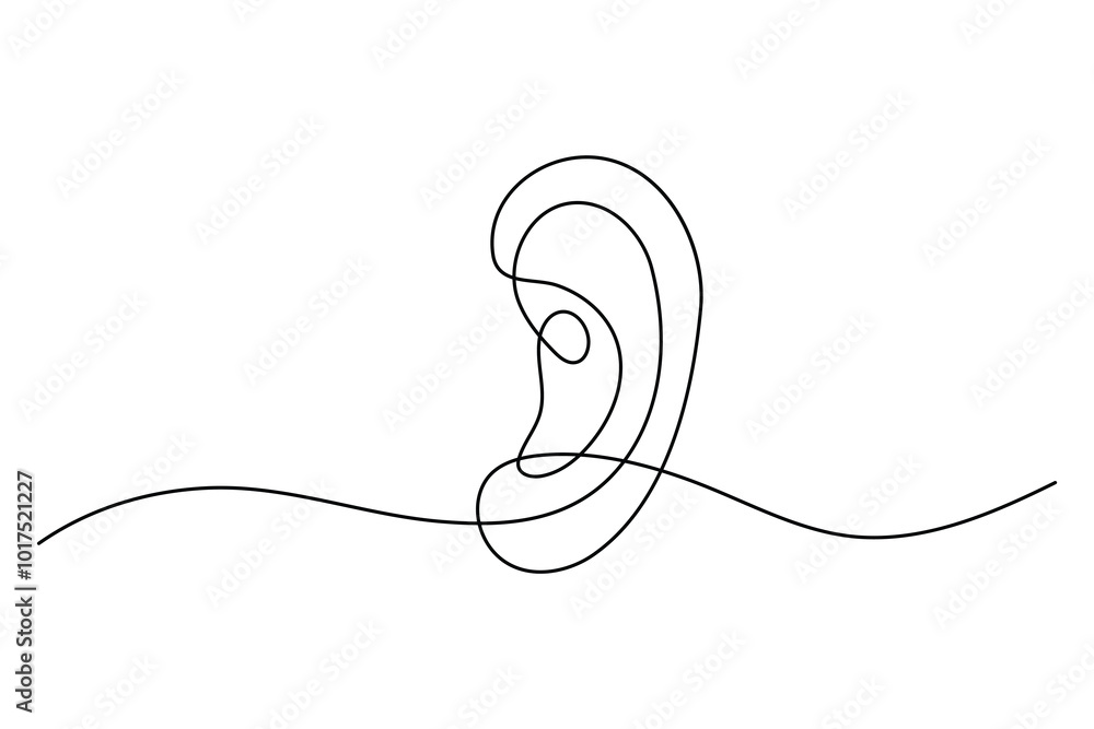 Obraz premium Minimalist one line drawing of a human ear a contemporary artistic interpretation of human anatomy