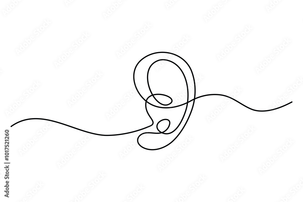 Obraz premium Minimalist one line drawing of a human ear a contemporary artistic interpretation of human anatomy