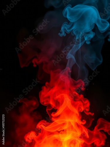 Black blue orange red abstract grainy poster background vibrant color wave dark noise texture cover header design Smoke Explosion Backdrop