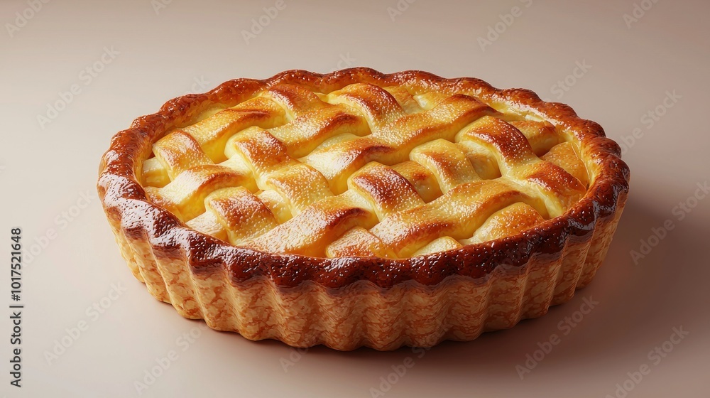 Golden Brown Crust Apple Pie on Simple Background Golden Brown Crust Apple Pie on Simple Background
