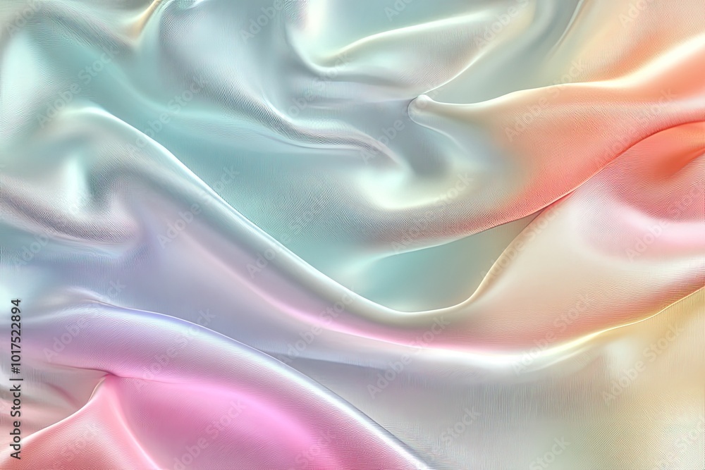 Obraz premium A soft, shimmering silk texture that blends pastel hues, perfect for elegant backgrounds and textile designs.