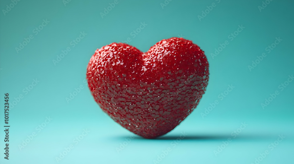 Red Heart on Teal Background. Red Heart on Teal Background.