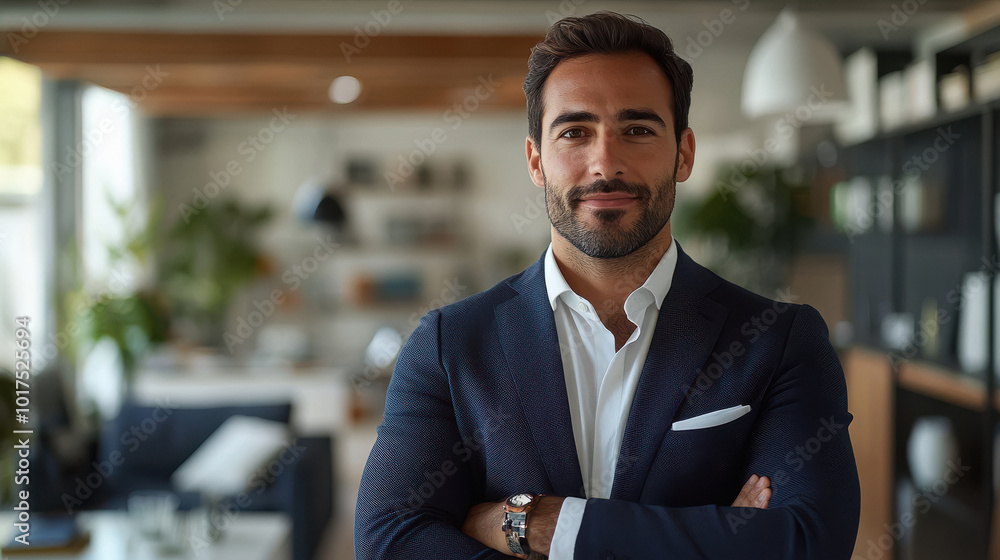 Businessman standing confidently at office Businessman standing confidently at office