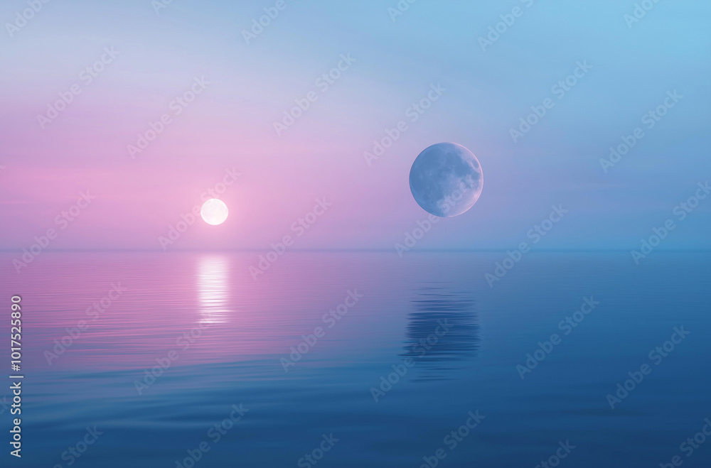 The moon during an eclipse, floating above calm water The moon during an eclipse, floating above calm water