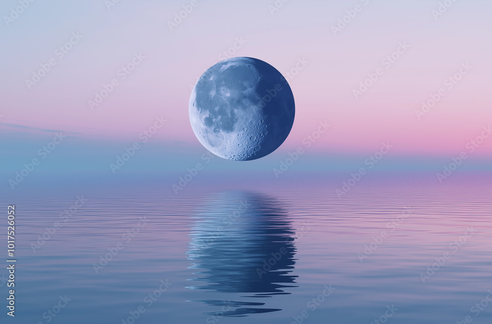 The moon during an eclipse, floating above calm water The moon during an eclipse, floating above calm water