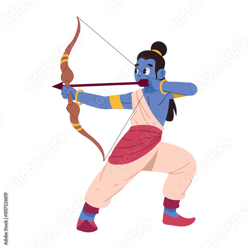 lord rama is standing holding a bow and arrow in hand