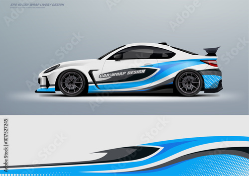 Blue sporty Racing Car wrap livery design