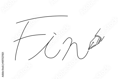 手書きのフィンの文字と万年筆のイラスト