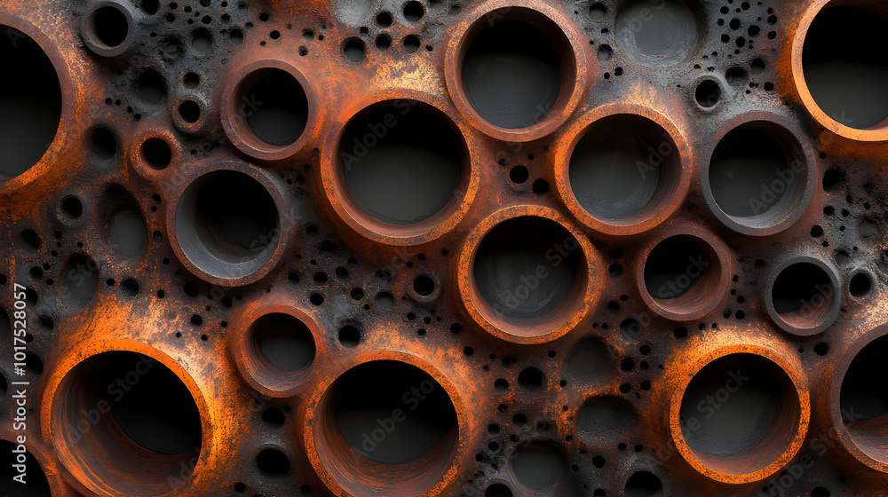 Abstract Rusty Metal Texture with Circular Holes. Abstract Rusty Metal Texture with Circular Holes.