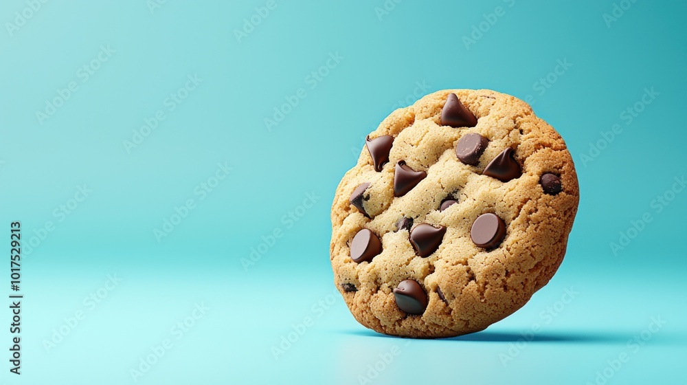 3D Chocolate Chip Cookie on Bright Background 3D Chocolate Chip Cookie on Bright Background