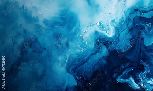 Abstract art with a blue paint background, exhibiting a liquid fluid grunge texture, generative ai 