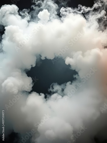 Dense smoke radiates outward from a central void with fog forming an eerie ring around an empty center perfect for a halloween backdrop Smoke Explosion Backdrop