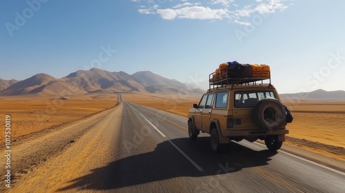 Travelling morocco transportation roads in the desert photo