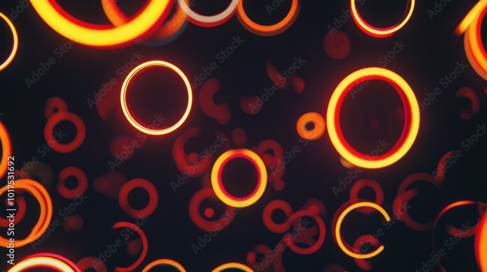 Abstract composition of glowing circles on a dark background, creating a vibrant visual effect. Abstract composition of glowing circles on a dark background, creating a vibrant visual effect.