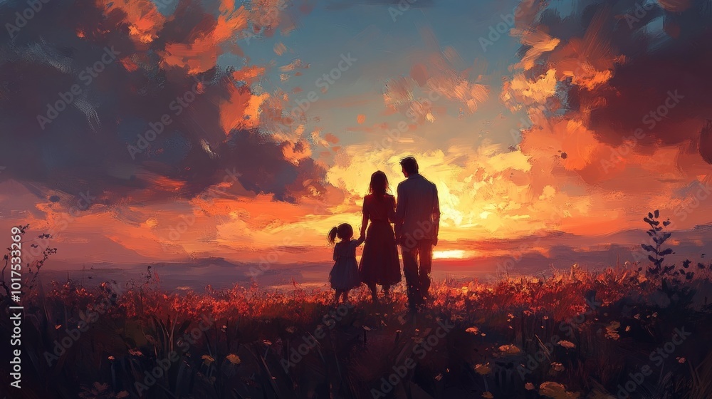 Lovely sunset family