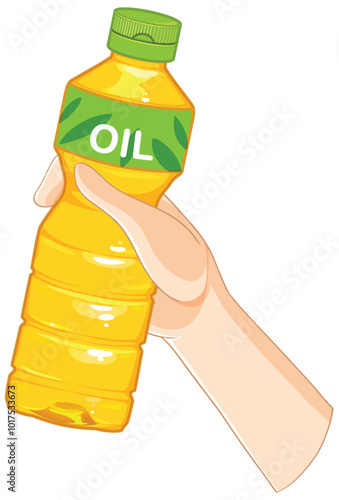 Hand Holding a Bottle of Oil