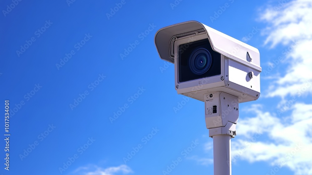 Radar speed camera in the uk against blue sky background Radar speed camera in the uk against blue sky background