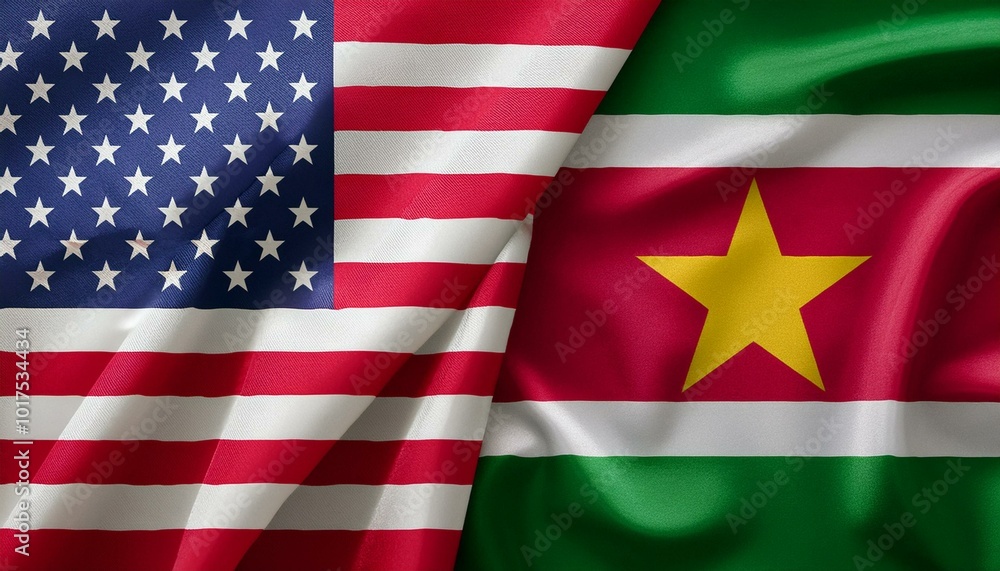 アメリカの国旗とスリナムの国旗(America flag & Suriname flag.)
アメリカの国旗とスリナムの国旗(America flag & Suriname flag.)