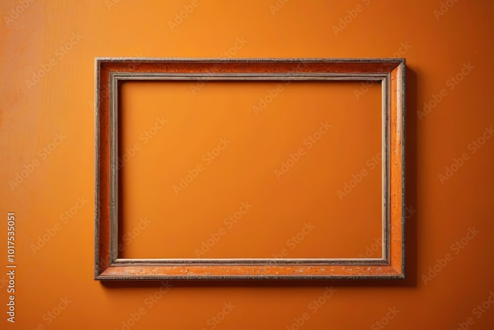 Fototapeta premium a close up of a picture frame on an orange wall