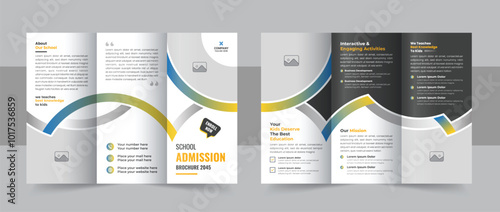 Modern school admission trifold brochure design, kids academy brochure template or corporate trifold brochure layout