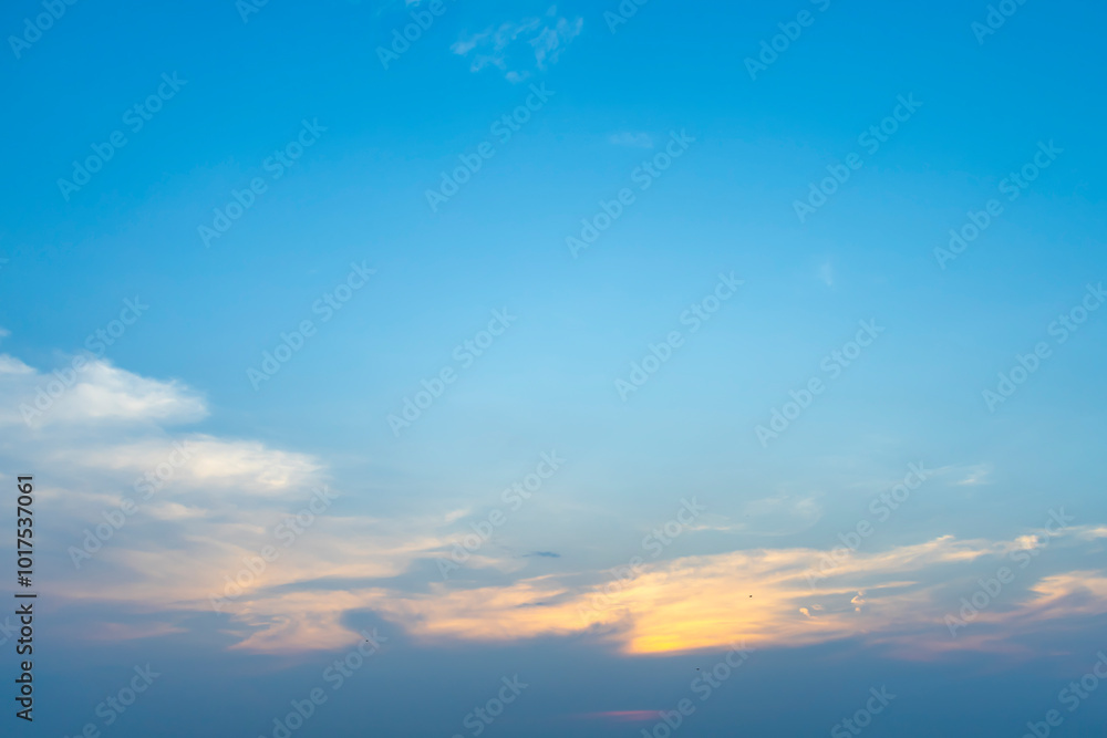 Abstact Sunset Sky Blue Background in the Evening with Nature Orange Light, Beautiful cloudscape Abstact Sunset Sky Blue Background in the Evening with Nature Orange Light, Beautiful cloudscape
