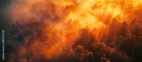 Wallpaper Mural Golden Light Filtering Through Foggy Forest Torontodigital.ca