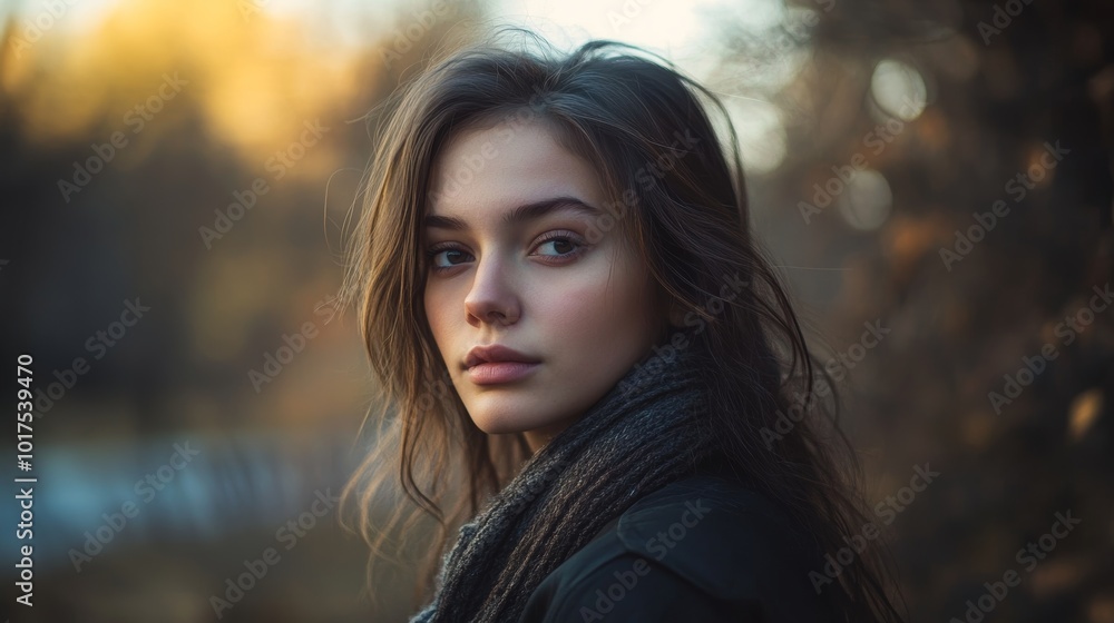 Naklejka premium Young woman in gallery