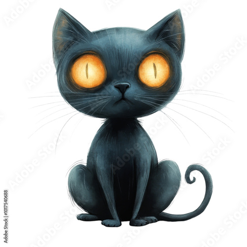 Creepy Black Cat with Glowing Eyes An Enigmatic Feline Figure for Halloween Decor and Artwork