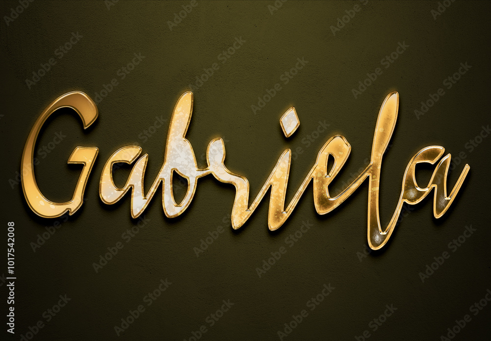 Old gold text effect of name Gabriela with 3D glossy style Mockup. Old gold text effect of name Gabriela with 3D glossy style Mockup.
