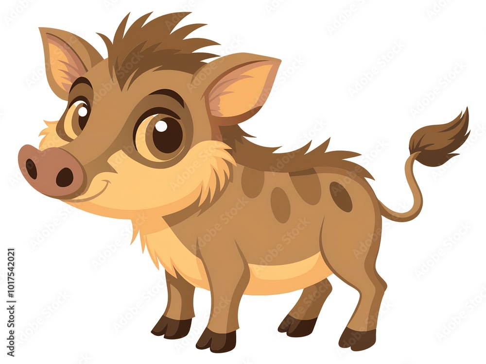 Fototapeta premium Baby warthog cartoon illustration isolated on white background