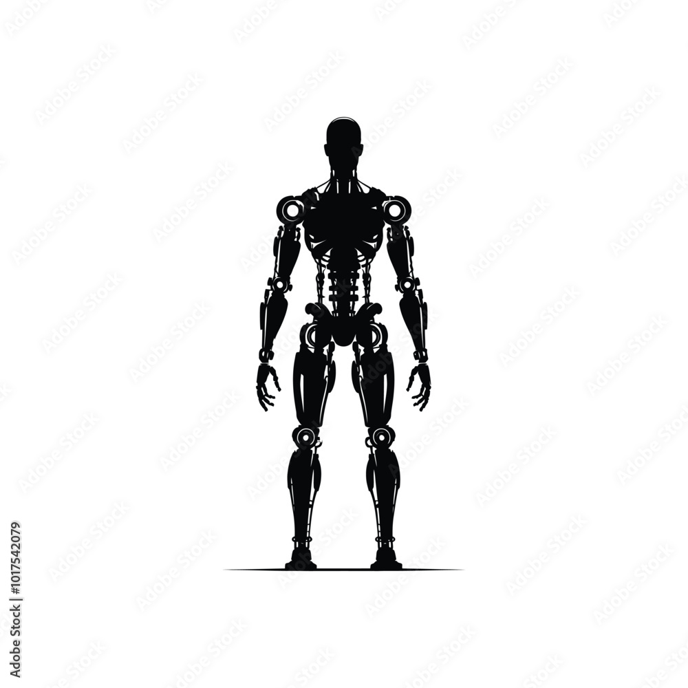 Futuristic Humanoid Robot Vector Silhouette Perfect for Sci-Fi Tech and AI Concept Illustrations Futuristic Humanoid Robot Vector Silhouette Perfect for Sci-Fi Tech and AI Concept Illustrations