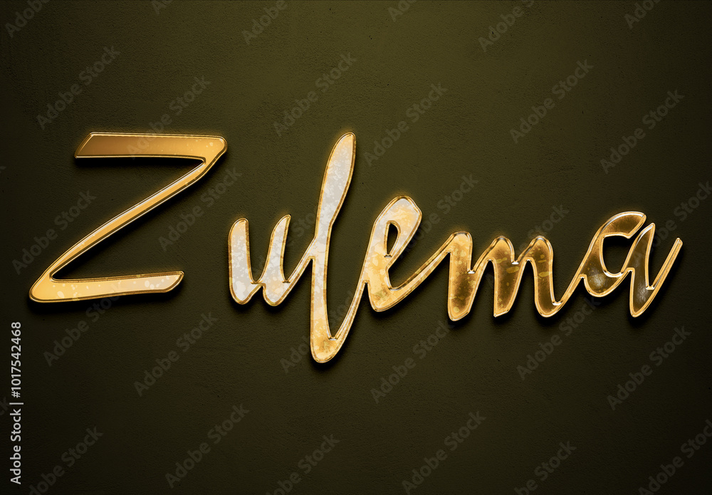 Old gold text effect of name Zulema with 3D glossy style Mockup. Old gold text effect of name Zulema with 3D glossy style Mockup.