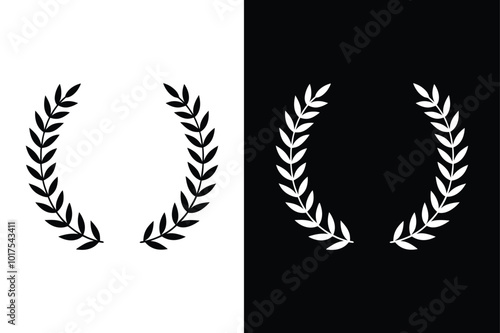 Flat Ornate Lauren Wreath Vector. Graceful Floral Icons for Design Projects