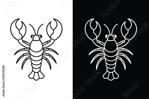 Lobster line art vector. Lobster line art vector, shrimp icon vector, Sea lobster
