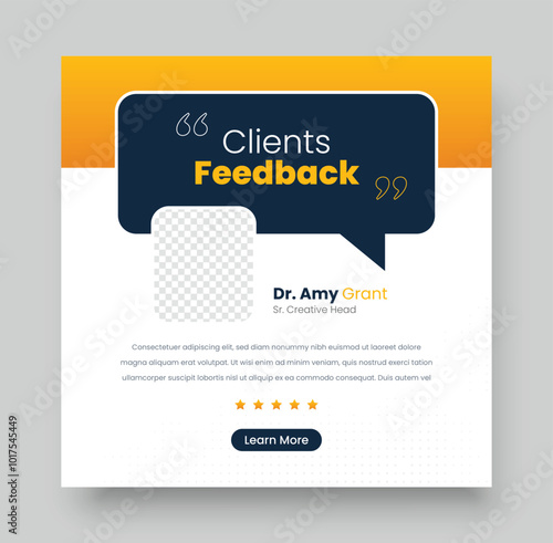 Client feedback review social media post or web banner design, Client feedback review or client testimonial design.