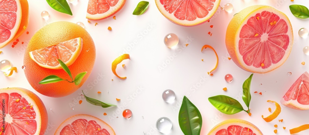 Pink and Orange Grapefruit Slices Isolated on White Background Pink and Orange Grapefruit Slices Isolated on White Background