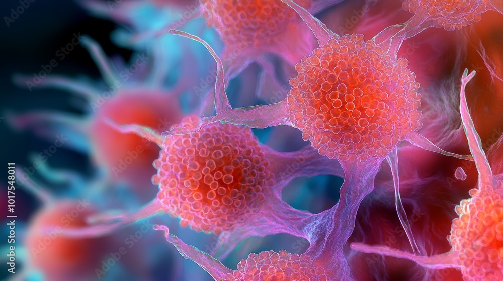 Obraz premium Cervical cancer cells atypical squamous cells of undetermined significance(ascus) cancer of cervix paps smear paps
